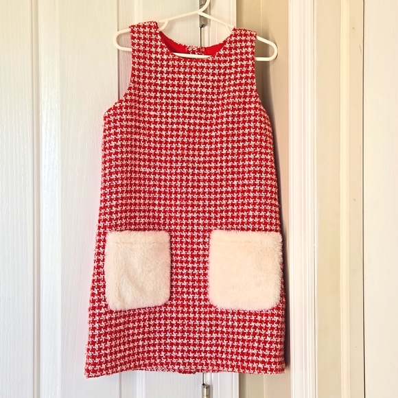 Hatley Other - Hatley Girls Size 6 Holiday outfit Red and White, White Faux Fur pockets